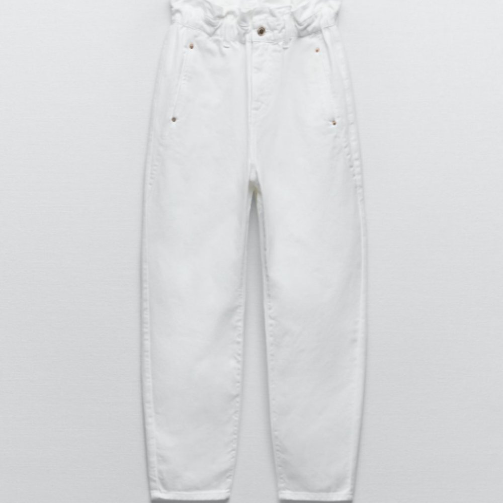 Zara HIGH-WAISTED PAPERBAG BAGGY JEANS